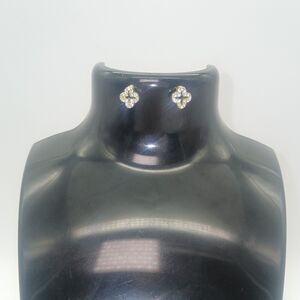 14K Gold Plated Jeweled Clover Style Stud Earrings​​